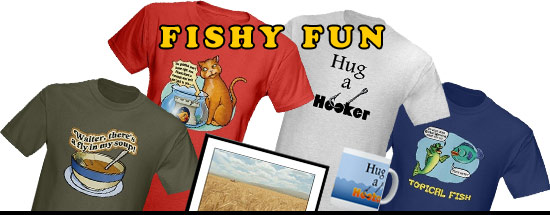 Designs related to fish and fishing, indoor and outdoor -- t-shirts, sweatshirts, mugs, tiles, totes and more gifts