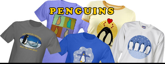 Penguin t-shirts, mugs, tiles, totes and other penguin gifts